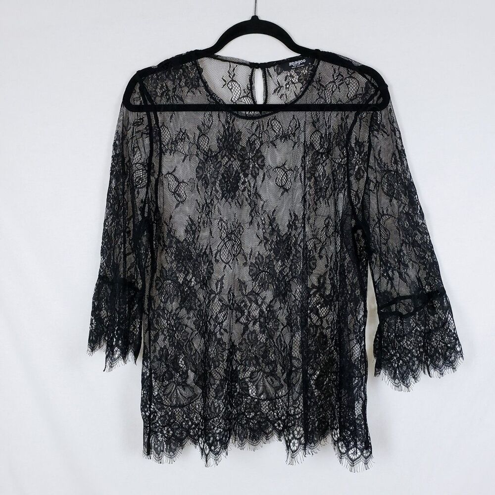 Zeagoo Dark Romantic Fairy Sheer Lace Top Womens XL Coquette Layering Piece Goth